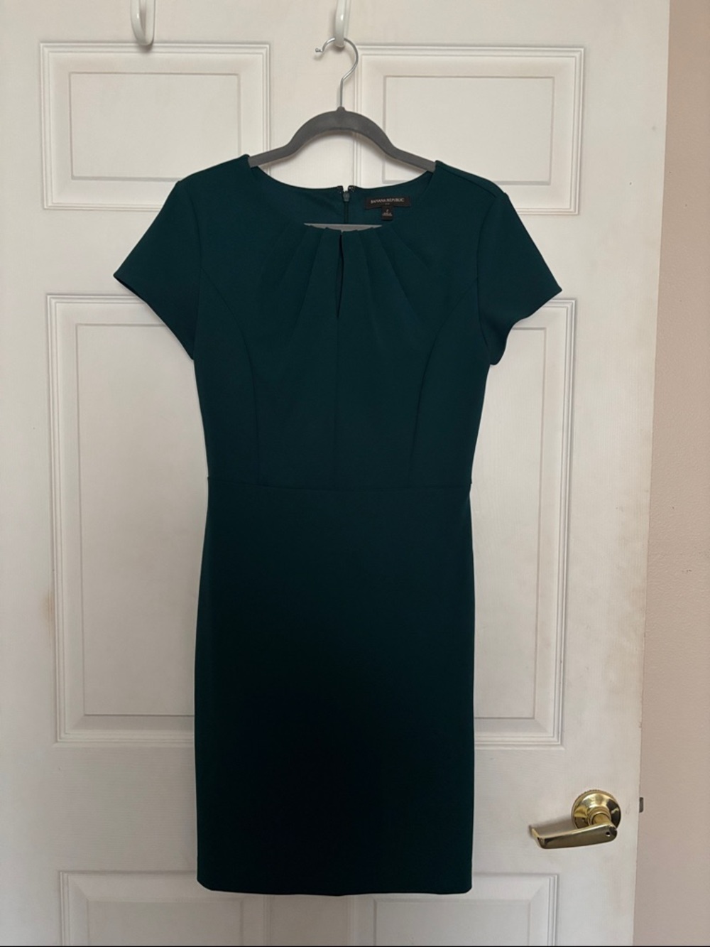 Banana Republic Deep Teal Pleated Neck Midi Dress